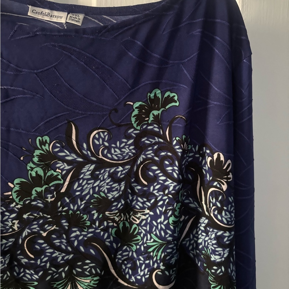 Croft & Barrow Blue and Black Patterned Blouse - Picture 3 of 8